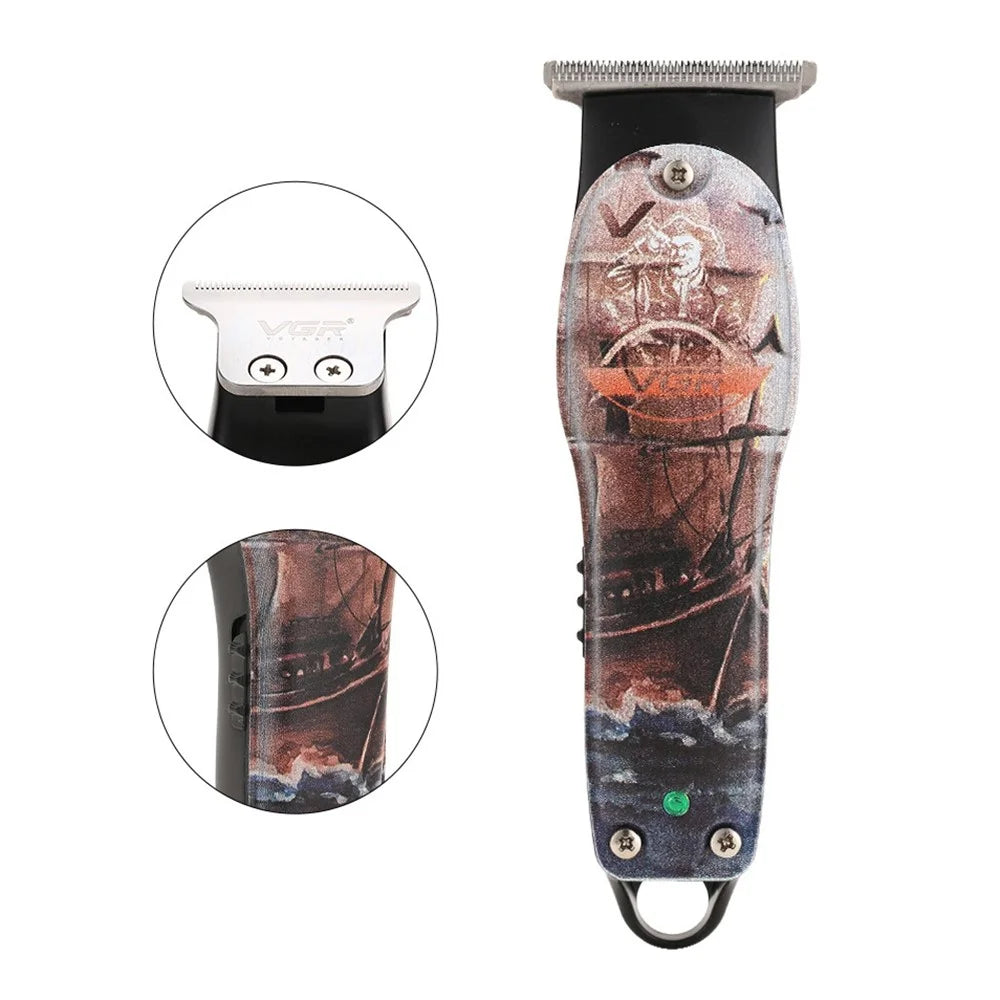 VGR V-953 Graffiti Design Professional Rechargeable Hair Cutting Trimmer Home Travel Men Electric Clipper Haircut Tool - 2