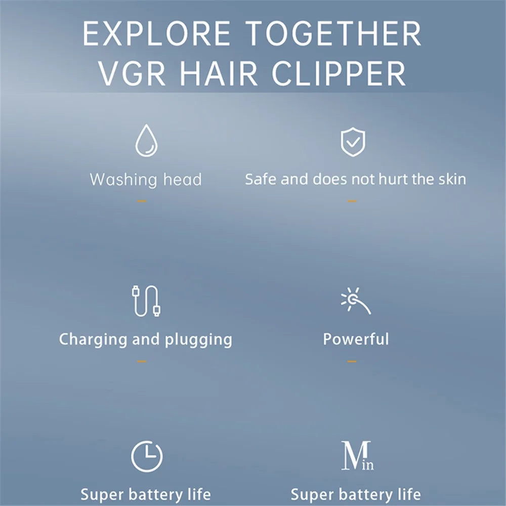 VGR V-953 Graffiti Design Professional Rechargeable Hair Cutting Trimmer Home Travel Men Electric Clipper Haircut Tool - 4