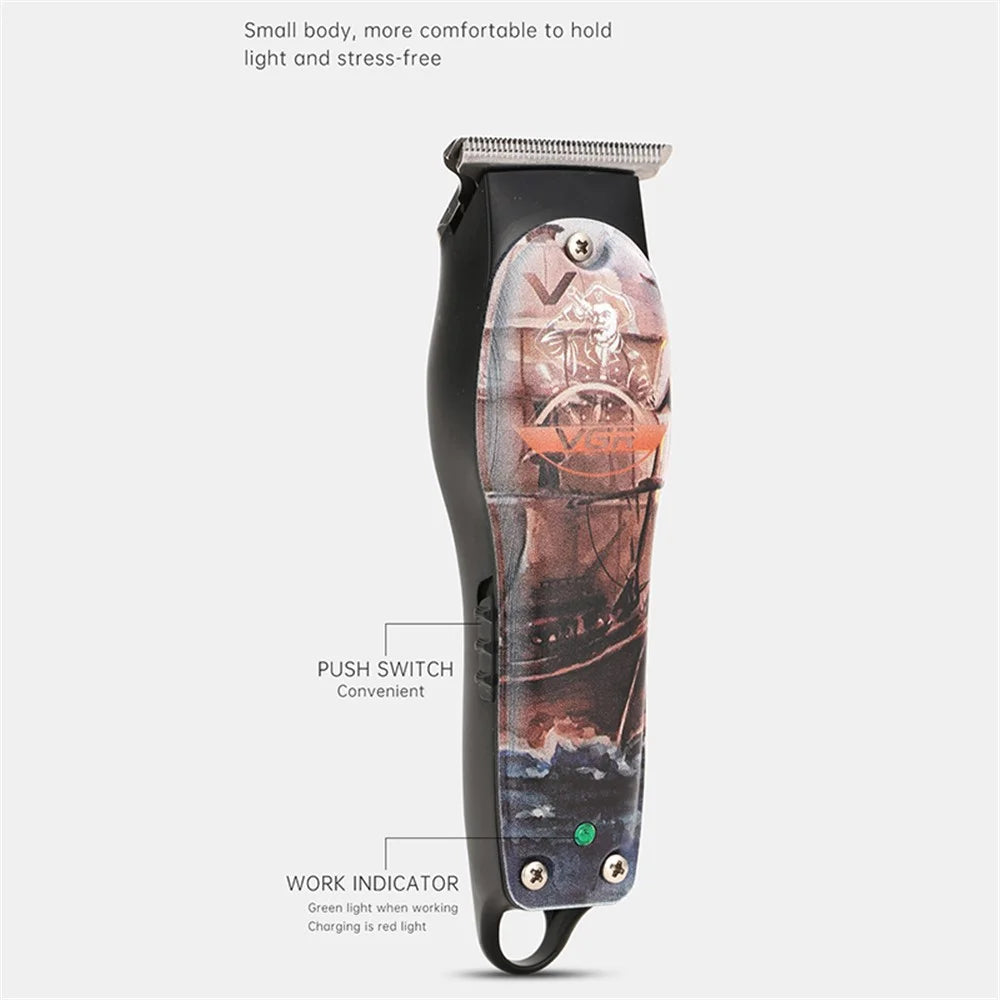VGR V-953 Graffiti Design Professional Rechargeable Hair Cutting Trimmer Home Travel Men Electric Clipper Haircut Tool - 7