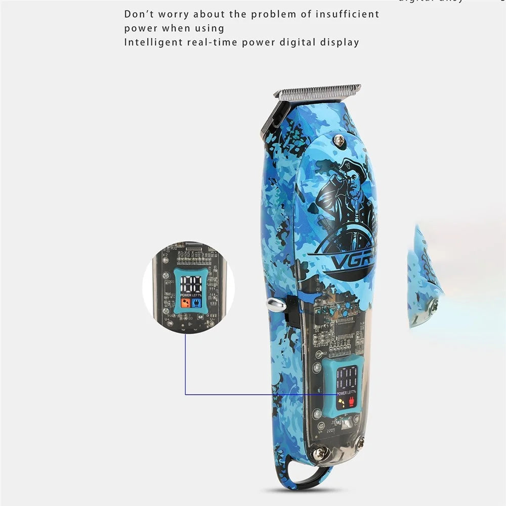 VGR V-923 Hair Electric Clipper Transparent Hair Trimmer with Digital Display Haircut Tool for Home - 3