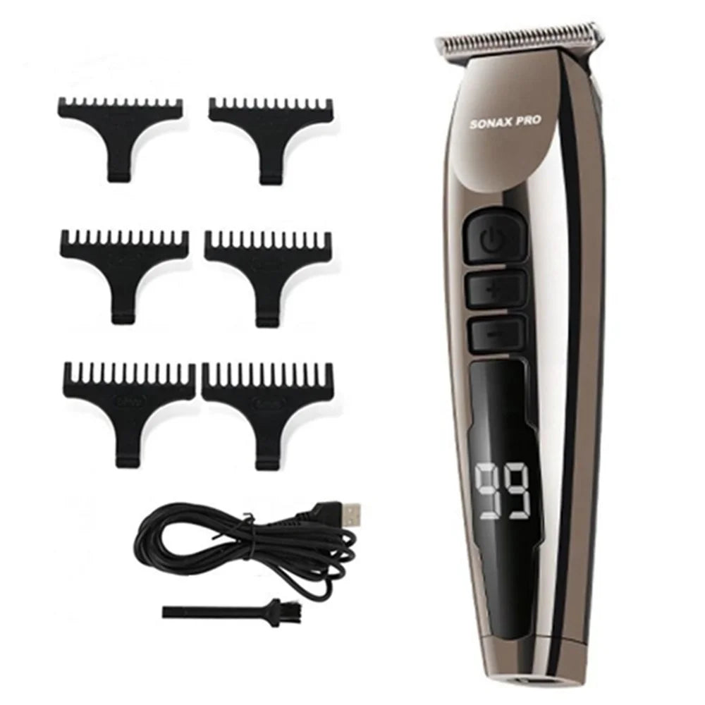 SONAX PRO SN-8099 Digital Display Hair Clipper Battery Powered Portable Hair Trimmer for Barber Shop (without Oil Bottle) - 1