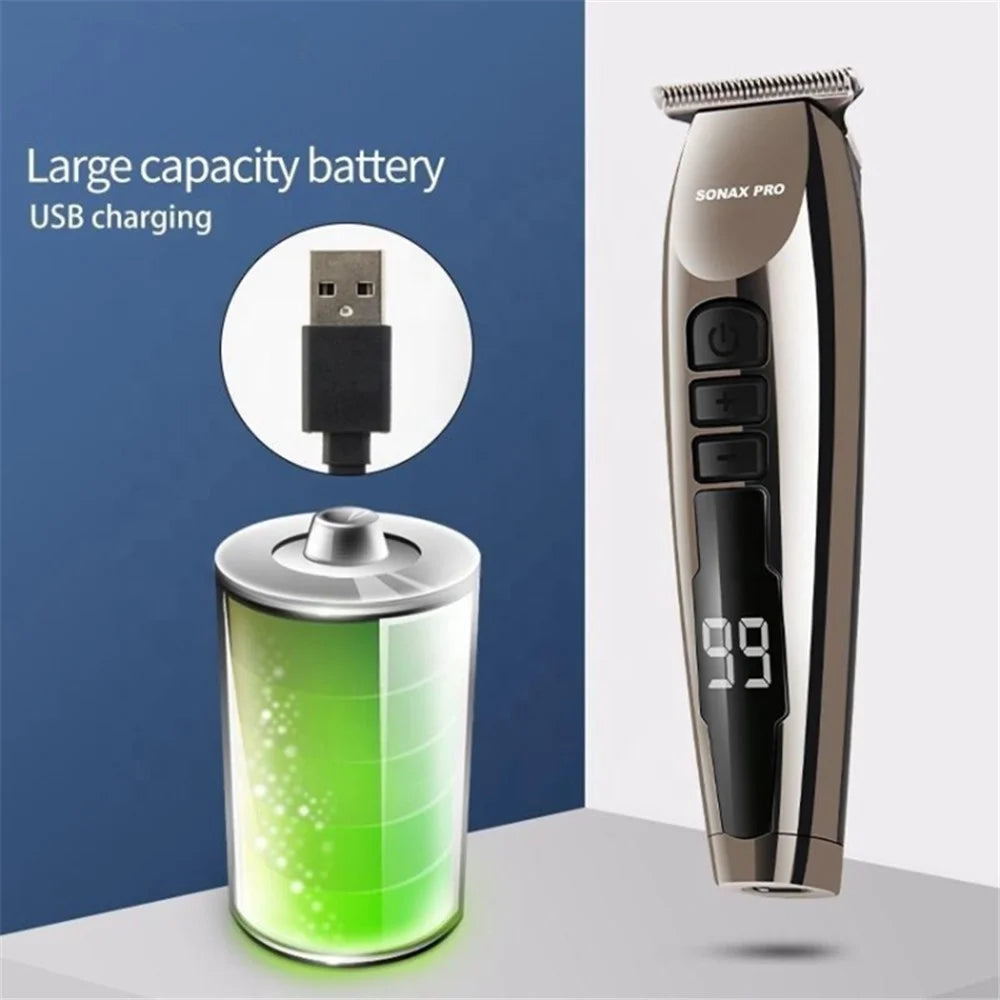 SONAX PRO SN-8099 Digital Display Hair Clipper Battery Powered Portable Hair Trimmer for Barber Shop (without Oil Bottle) - 7