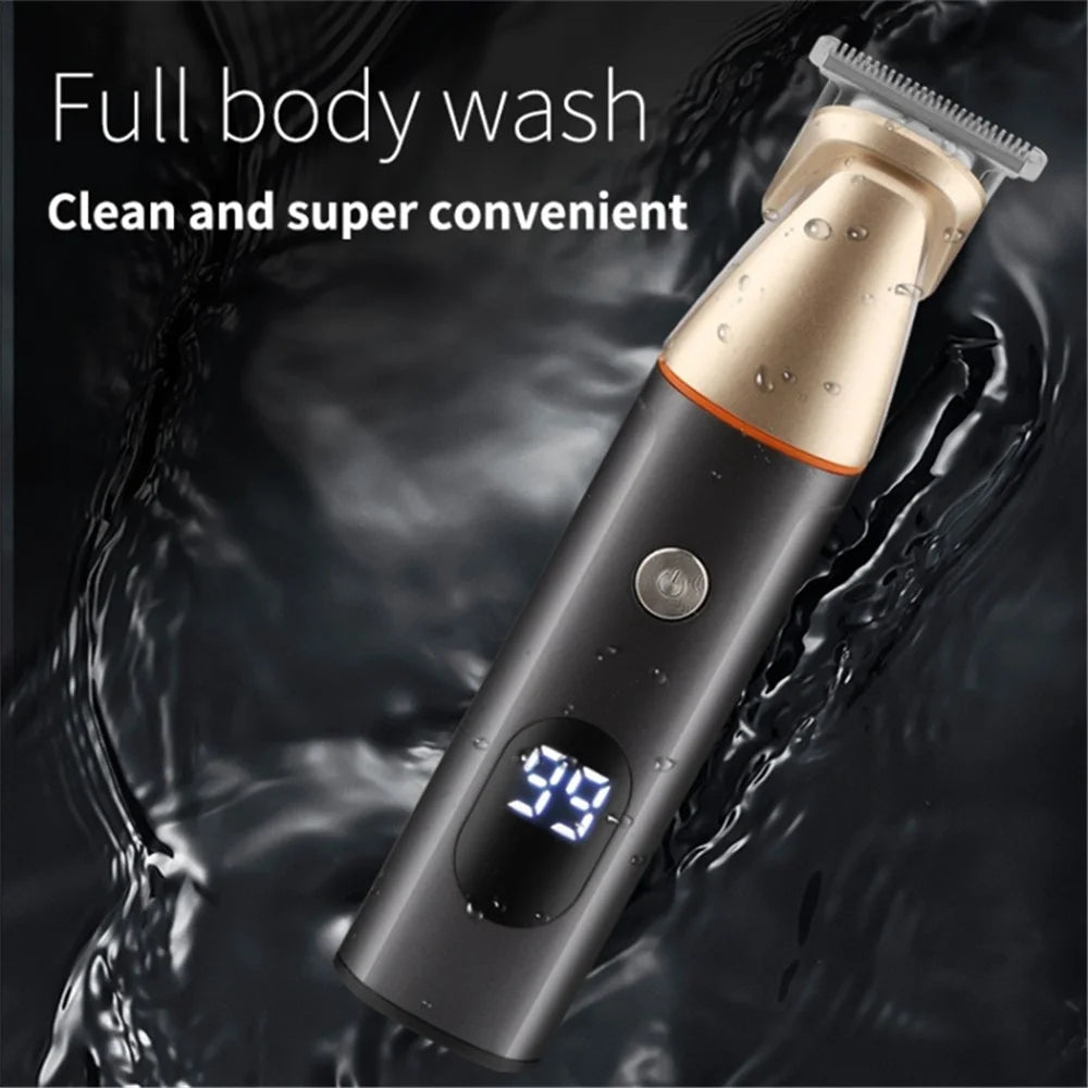 LK-881 5 in 1 Hair Trimmer for Men Electric Shaver Hair Clippers Cordless Nose Beard Razor Kit - Gold - 3
