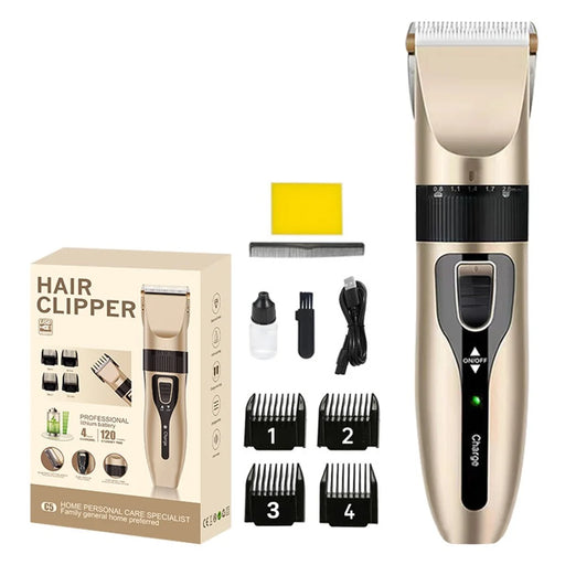 C5 Electric Clipper Professional Hair Trimmer Rechargeable Men Haircut Tool with Sponge and Comb - 1