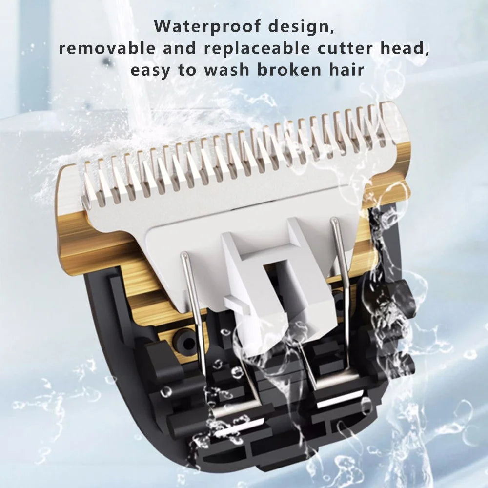 C5 Electric Clipper Professional Hair Trimmer Rechargeable Men Haircut Tool with Sponge and Comb - 3
