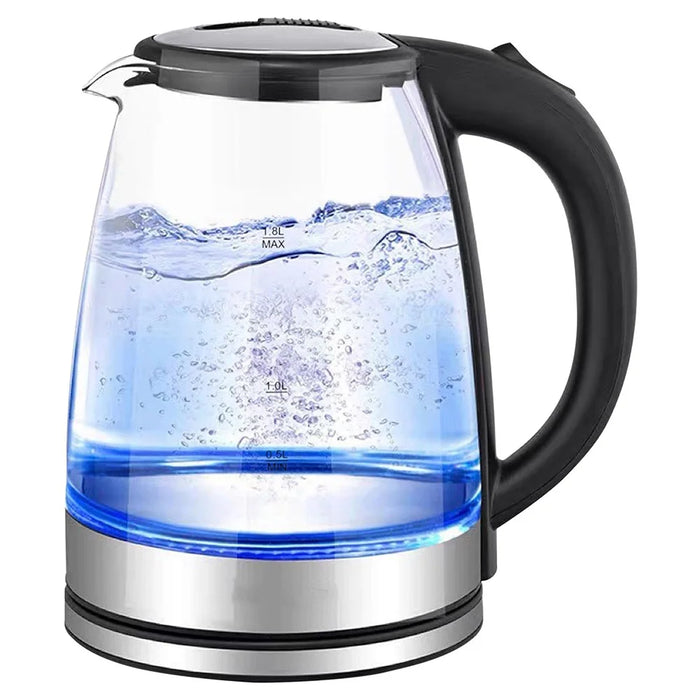 YJ-1808H High Borosilicate Glass Electric Kettle 1.8L Blue LED Fast Boiling Water Kettle (BPA Free, No FDA) - EU Plug - 1
