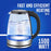YJ-1808H High Borosilicate Glass Electric Kettle 1.8L Blue LED Fast Boiling Water Kettle (BPA Free, No FDA) - EU Plug - 3