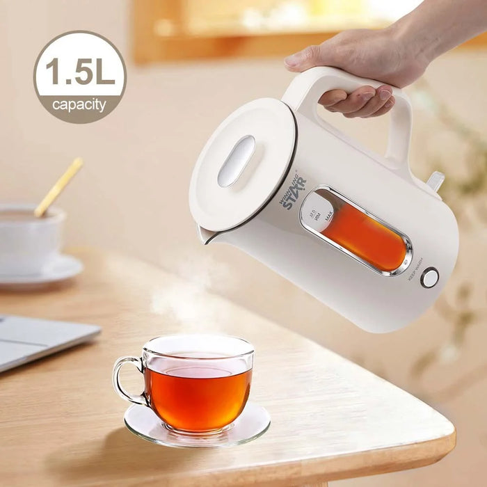 High Borosilicate Glass Electric Kettle 1.5L Double Wall 304 Stainless Steel Water Boiler (BPA Free, No FDA) - EU Plug - 2