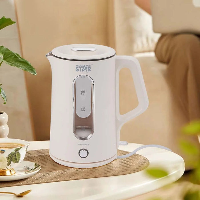 High Borosilicate Glass Electric Kettle 1.5L Double Wall 304 Stainless Steel Water Boiler (BPA Free, No FDA) - EU Plug - 3