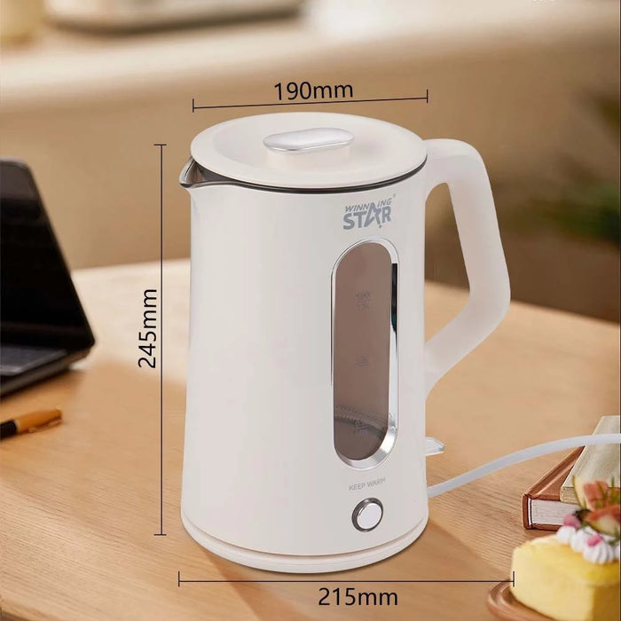 High Borosilicate Glass Electric Kettle 1.5L Double Wall 304 Stainless Steel Water Boiler (BPA Free, No FDA) - EU Plug - 6