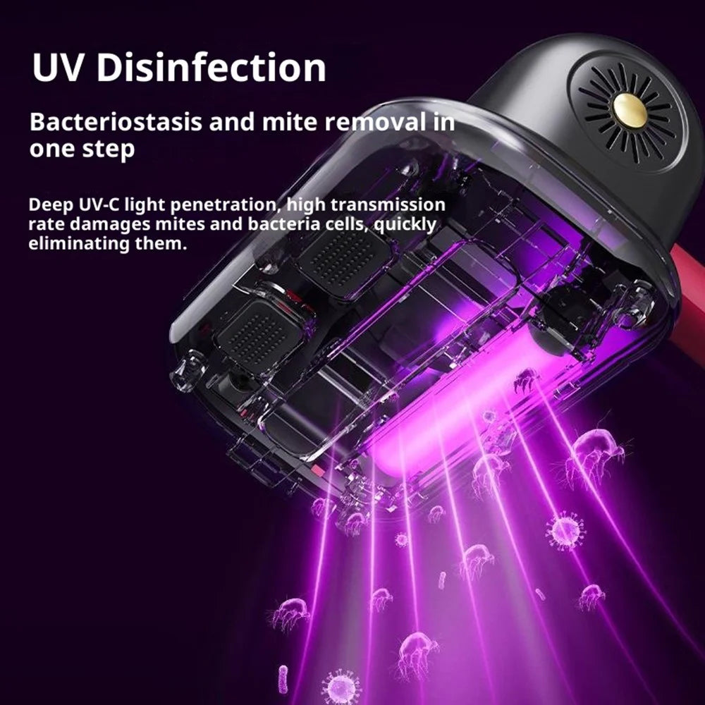 Wireless Mite Remover Ultraviolet Sterilization Machine Powerful Suction Household Mattress Bedding Cleaner - Red - 5