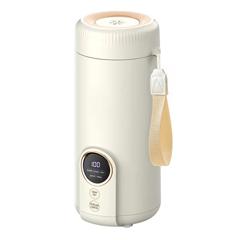 550ml Portable Electric Heating Cup SUS304 Stainless Steel Temperature Display Warmer Water Kettle for Travel Office (BPA Free, No FDA) - EU Plug - 1