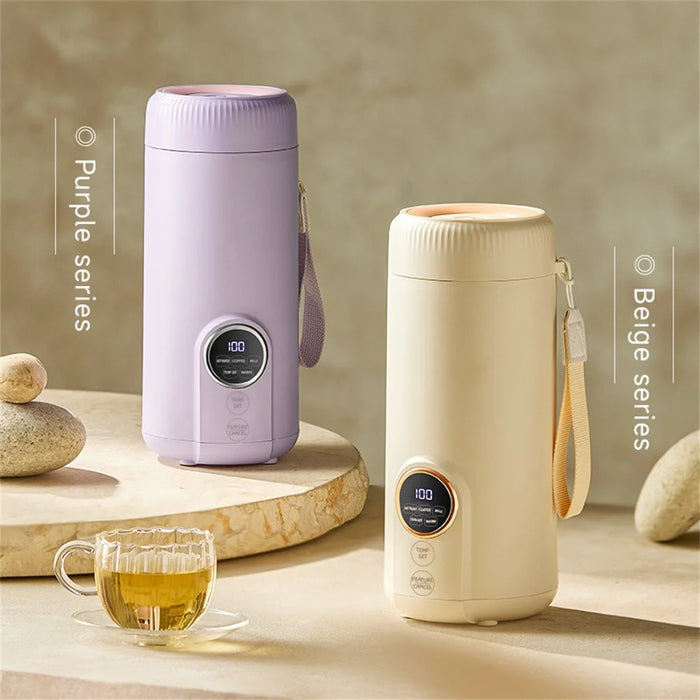 550ml Portable Electric Heating Cup SUS304 Stainless Steel Temperature Display Warmer Water Kettle for Travel Office (BPA Free, No FDA) - EU Plug - 6