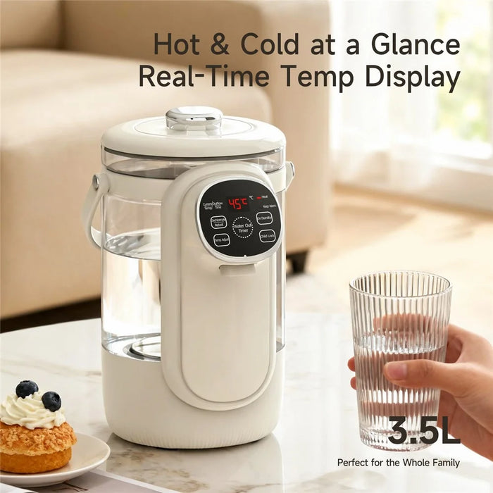 3500ml Electric Water Kettle 12-Level Temperature Control Glass Hot Heating Warmer Water Dispenser for Tea Coffee (BPA Free, No FDA) - EU Plug - 5