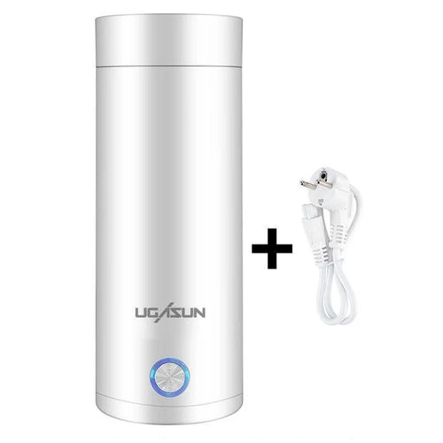 UGASUN HC-301 Portable Electric Kettle 400ml Travel Water Boiler Coffee Cup (BPA Free, No FDA), EU Plug  - White - 1