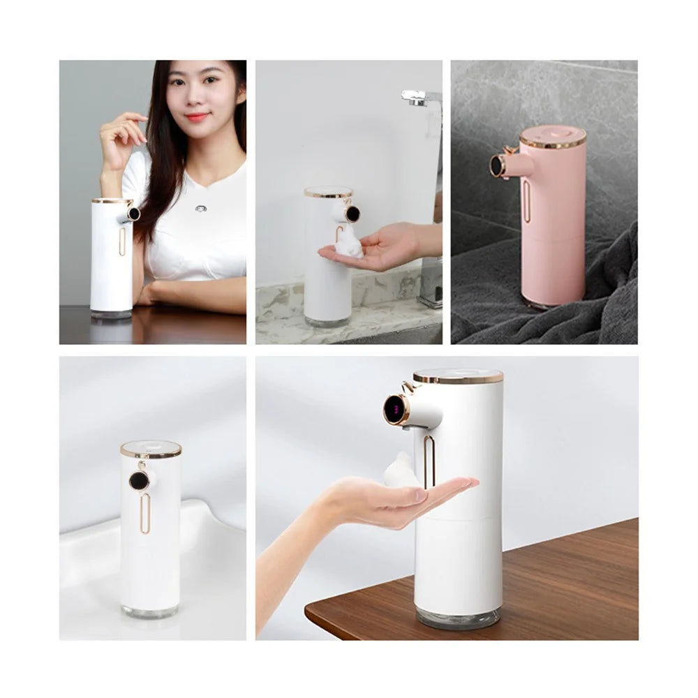 D31 Smart Touchless Soap Dispenser Automatic Sensor Hand Washer Electric Foam Washing Machine with Adjustable Level/Indoor Temperature Digital Display for Bathroom Kitchen - Green - 2