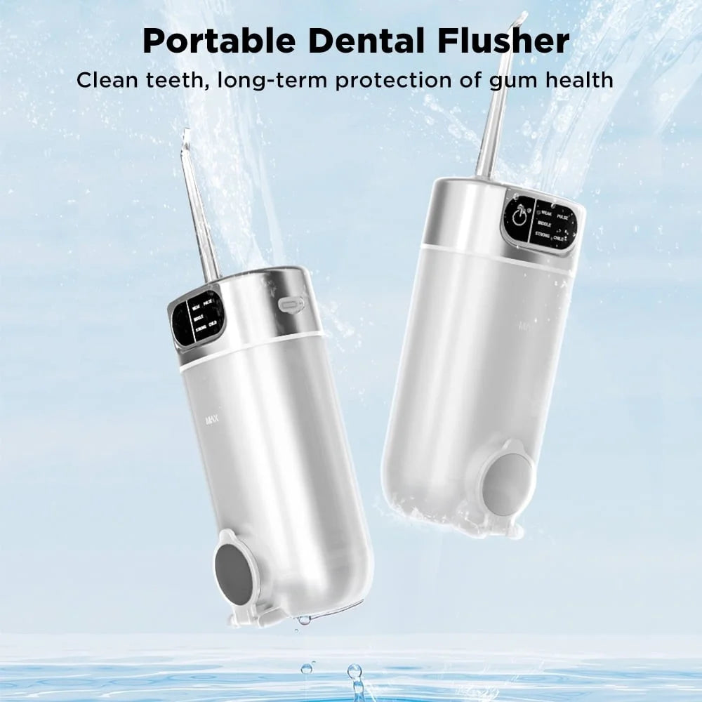 CY3 Portable Oral Irrigator 5 Modes Adjustable High Frequency Pulse Teeth Cleaner Gift with 4 Nozzles - White  /  Transparent - 2