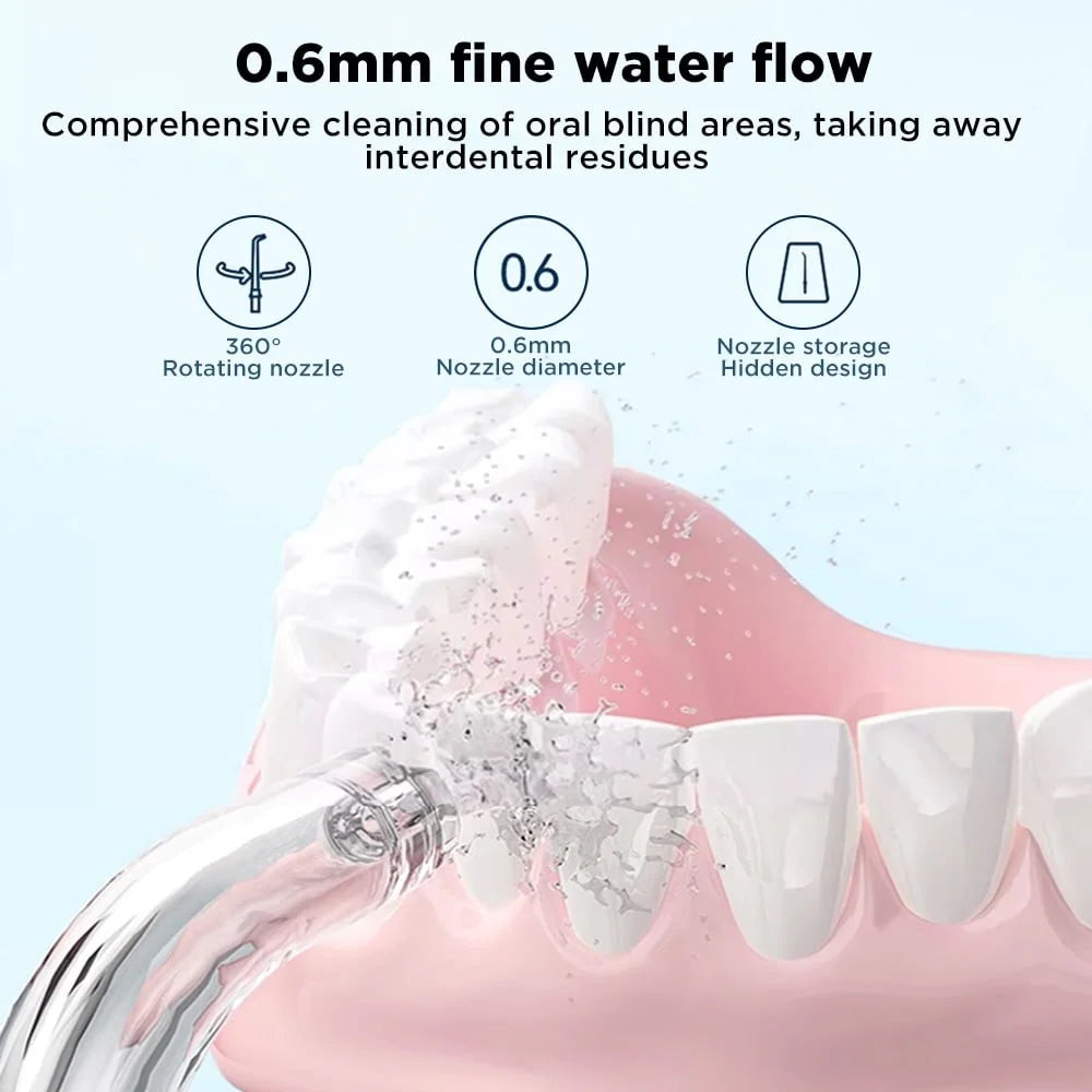 CY3 Portable Oral Irrigator 5 Modes Adjustable High Frequency Pulse Teeth Cleaner Gift with 4 Nozzles - White  /  Transparent - 5