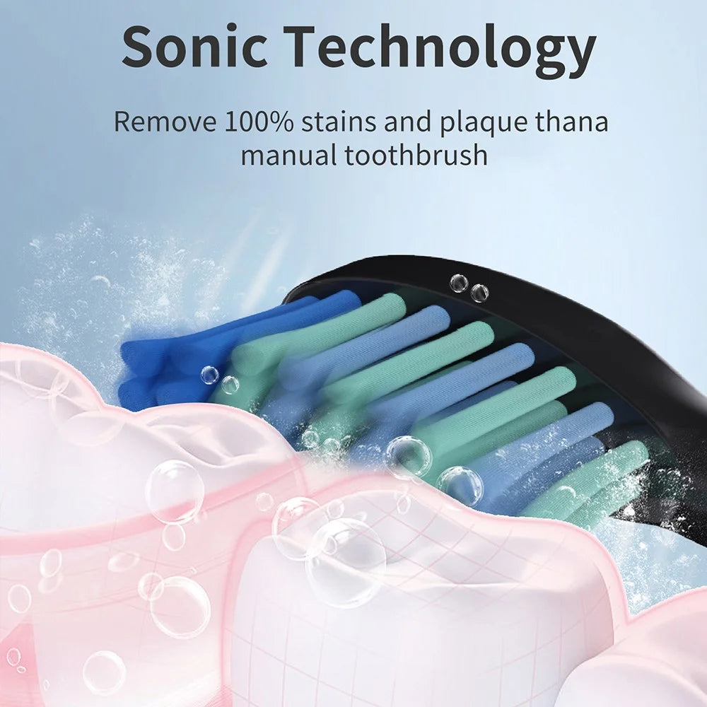 F6 IPX7 Waterproof Portable 5 Modes Rechargeable Electric Toothbrush with Water Flosser Oral Care Set - Black - 2