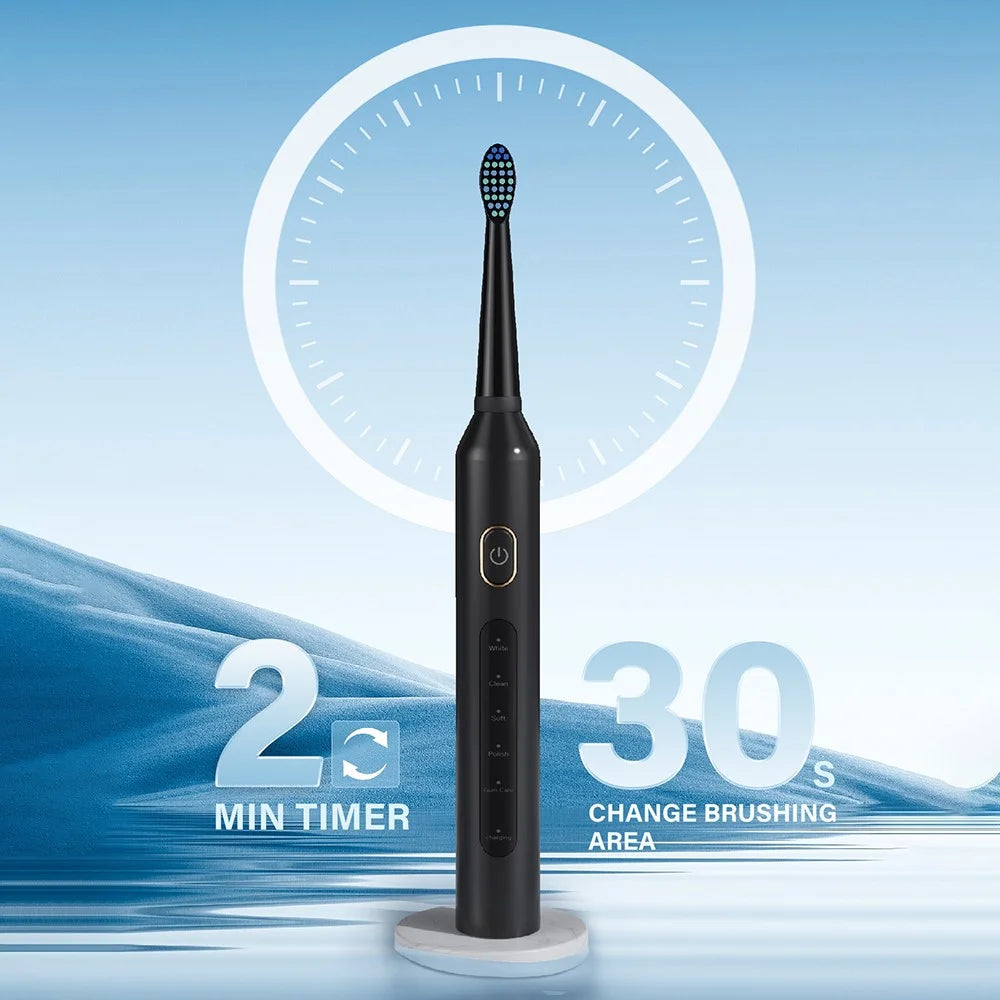 F6 IPX7 Waterproof Portable 5 Modes Rechargeable Electric Toothbrush with Water Flosser Oral Care Set - Black - 3
