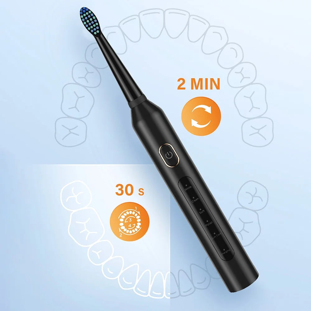 F6 IPX7 Waterproof Portable 5 Modes Rechargeable Electric Toothbrush with Water Flosser Oral Care Set - Black - 4