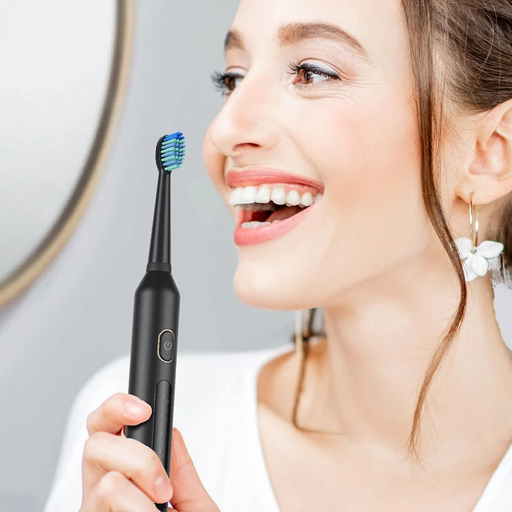 F6 IPX7 Waterproof Portable 5 Modes Rechargeable Electric Toothbrush with Water Flosser Oral Care Set - Black - 7