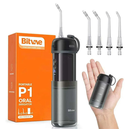 BITVAE FC5260 Portable Travel Water Flosser with 4 Nozzles 150ml Tank Cordless Oral Irrigator - Black - 1