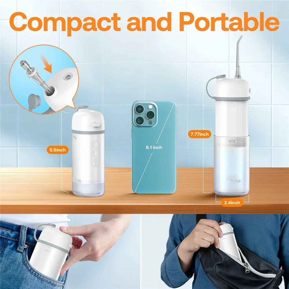 BITVAE FC5260 Portable Travel Water Flosser with 4 Nozzles 150ml Tank Cordless Oral Irrigator - Black - 3