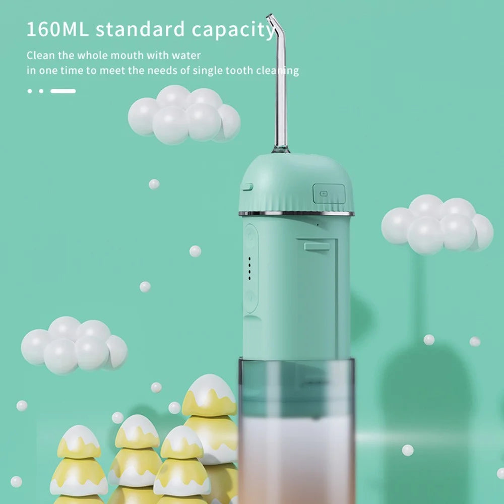 XY07 Portable Oral Irrigator Tooth Dental Scaler Cleaning Device 160ml Water Tank Tooth Cleaner with 4 Nozzle - Green - 4