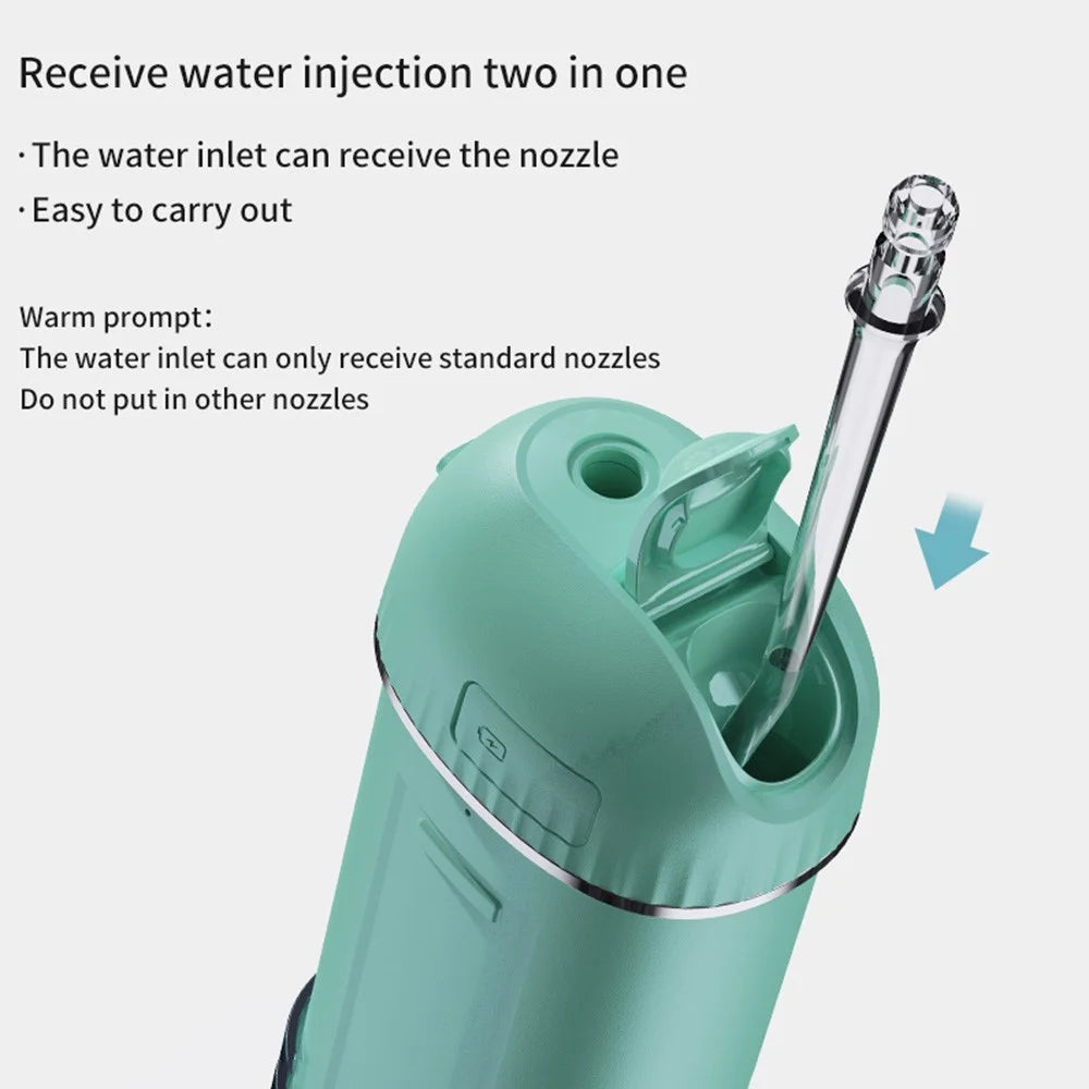 XY07 Portable Oral Irrigator Tooth Dental Scaler Cleaning Device 160ml Water Tank Tooth Cleaner with 4 Nozzle - Green - 7