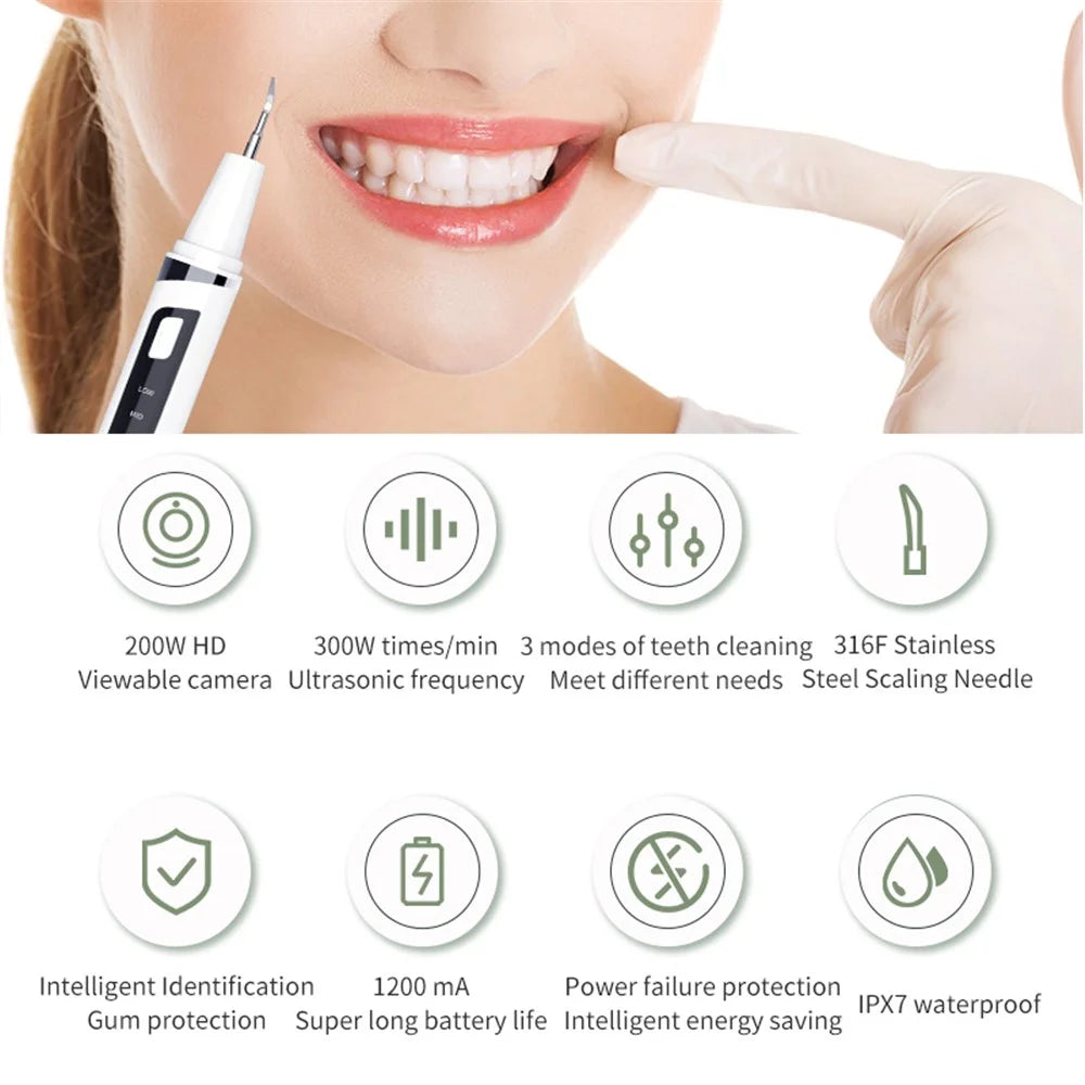 DYM-030 Ultrasonic Smart Visual Teeth Cleaner IPX7 Waterproof Oral Irrigator Teeth Care Electronic Dental Scaler - White - 3