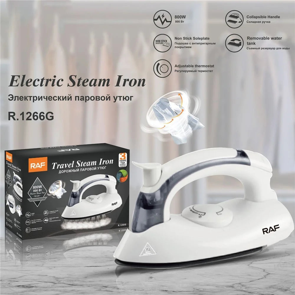 RAF R.1266 Foldable Travel Garment Steamer 800W Ironing Machine with 3 Adjustable Temperatures, EU Plug - Grey - 2