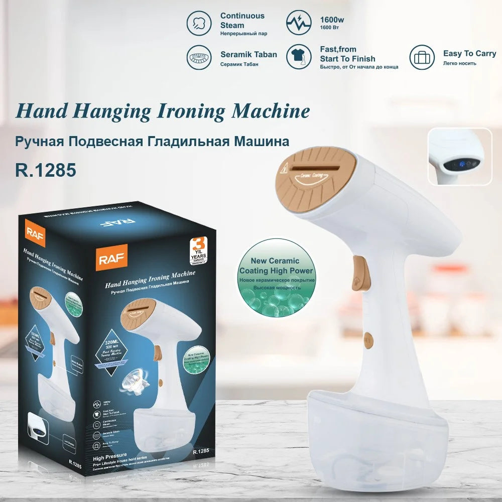 RAF R.1285 Clothes Steamer Dry Wet 1600W Handheld Garment Steamer  200ml Water Tank, EU Plug - White - 2