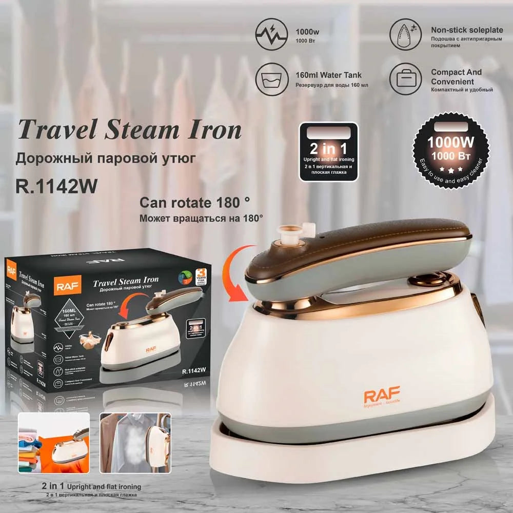 RAF R.1142 EU Plug Portable Clothes Steamer Handheld Garment Clothing Ironing Device Travel Steam Iron - White - 3
