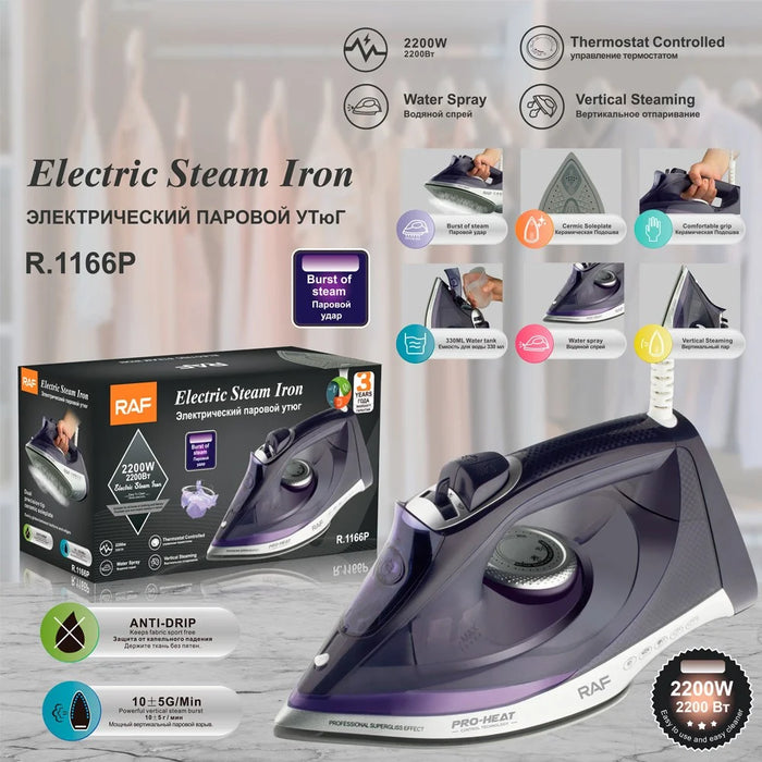 RAF R.1166 EU Plug Handheld Garment Steamer Ironing Machine Steam Iron with 3 Temperature Modes - Purple - 2