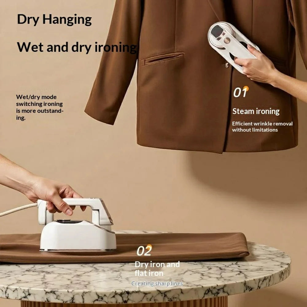 Handheld Garment Steamer 1200W Steam Iron 140ml Tank Dual Mode for Travel Home, EU Plug - White - 5