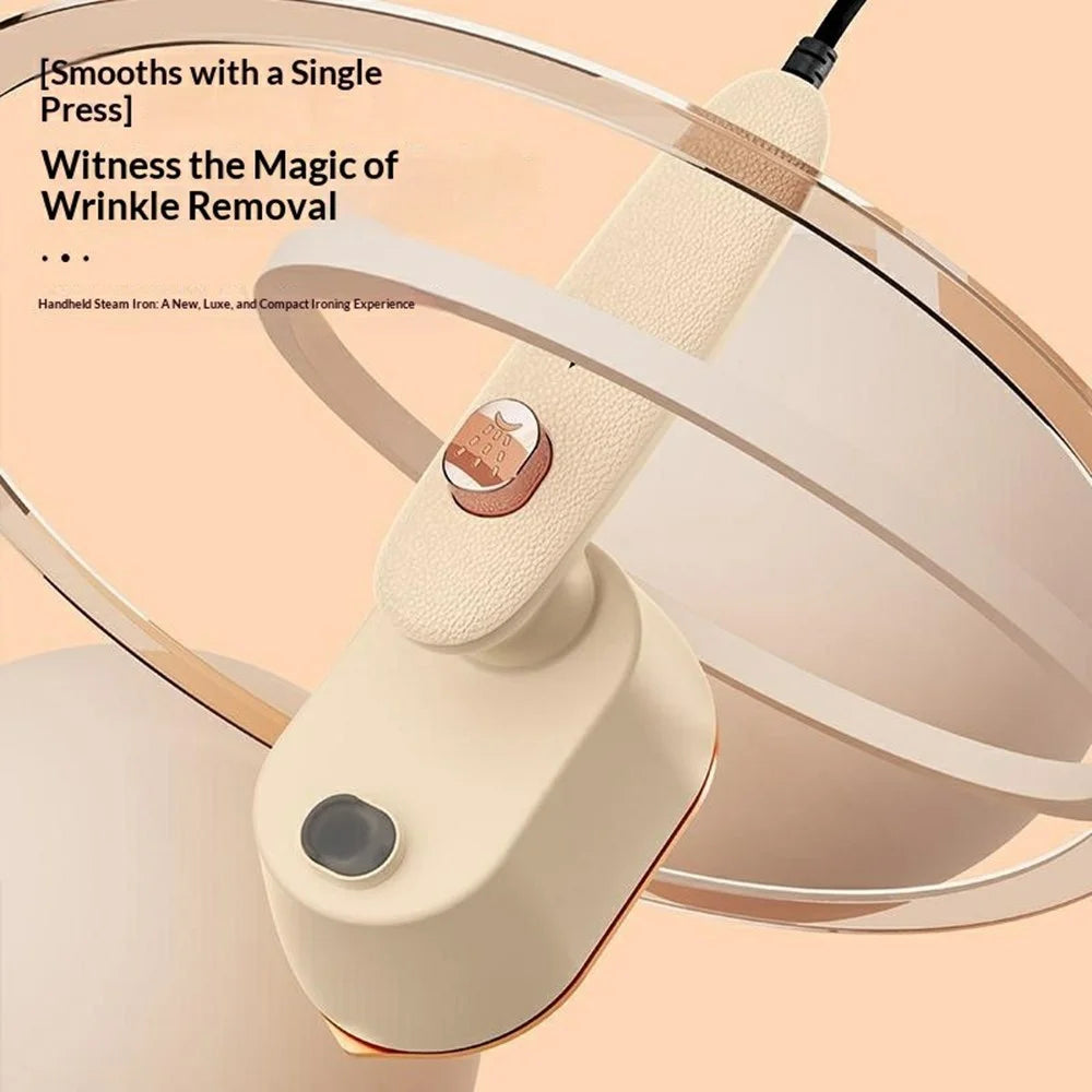 Foldable Handheld Garment Steamer 2-in-1 Dry and Steam Iron 40W 120ml for Home and Travel - Apricot - 3