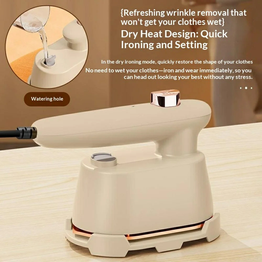 Foldable Handheld Garment Steamer 2-in-1 Dry and Steam Iron 40W 120ml for Home and Travel - Apricot - 4