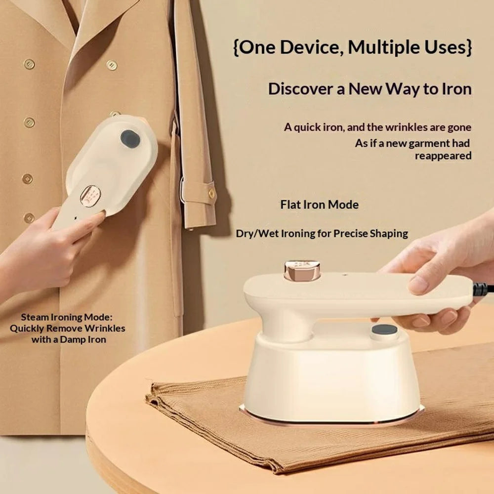 Foldable Handheld Garment Steamer 2-in-1 Dry and Steam Iron 40W 120ml for Home and Travel - Apricot - 6