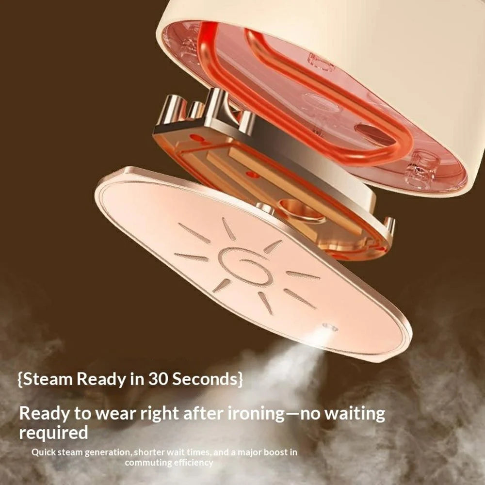 Foldable Handheld Garment Steamer 2-in-1 Dry and Steam Iron 40W 120ml for Home and Travel - Apricot - 7