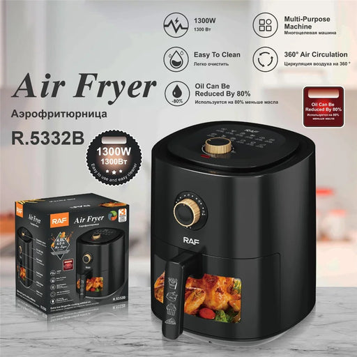 RAF R.5332 EU Plug Air Fryer Home Kitchen 4L Large Oilless Electric Cooker (BPA-Free, No FDA) - Black - 2