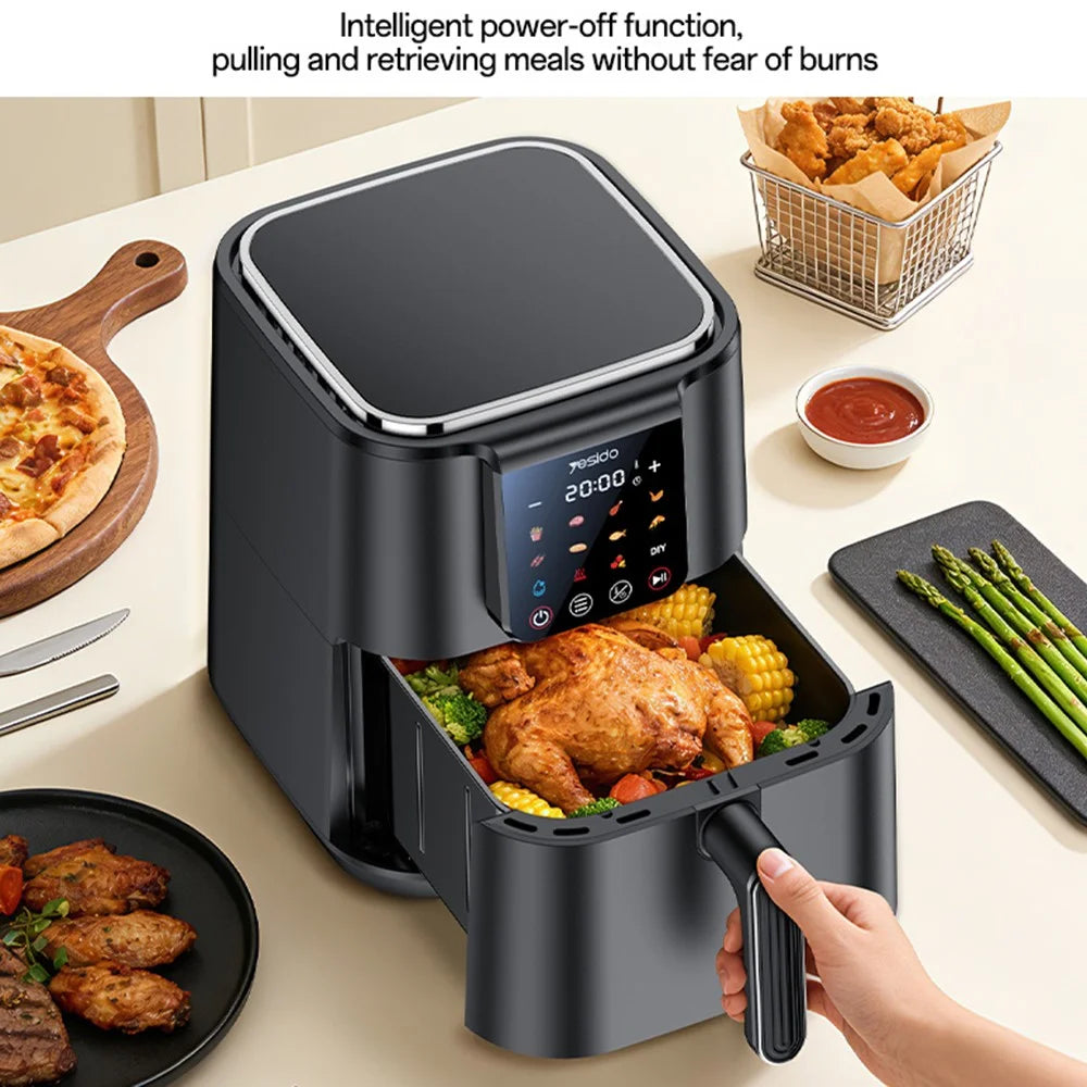 YESIDO EC35 6L Air Fryer 1500W 12 Preset Menus Touch Screen NTC Temperature Control Electric Cooker (BPA-Free, No FDA) - AU Plug - 3