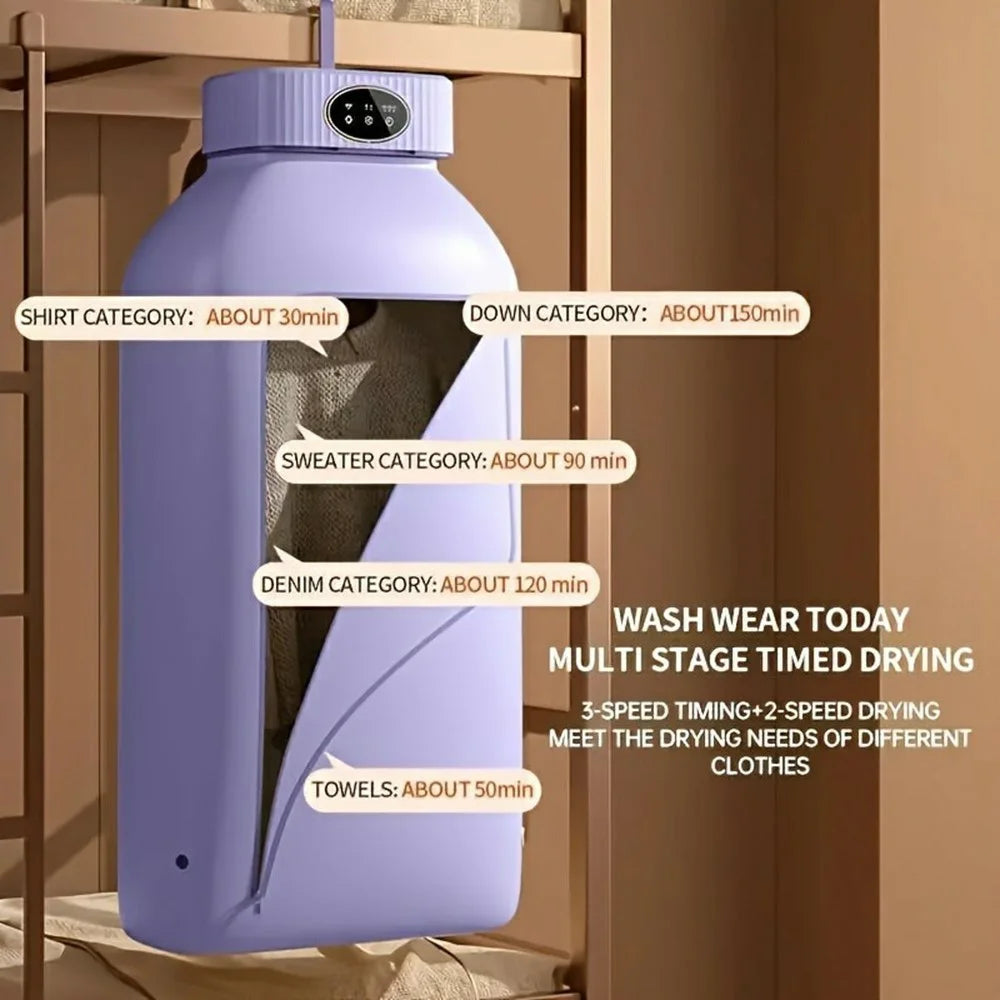 SQ-777 Portable Folding Clothes Dryer 600W PTC Heating UV Sterilization 3 Timer Settings for Home Travel, EU Plug - Purple - 2