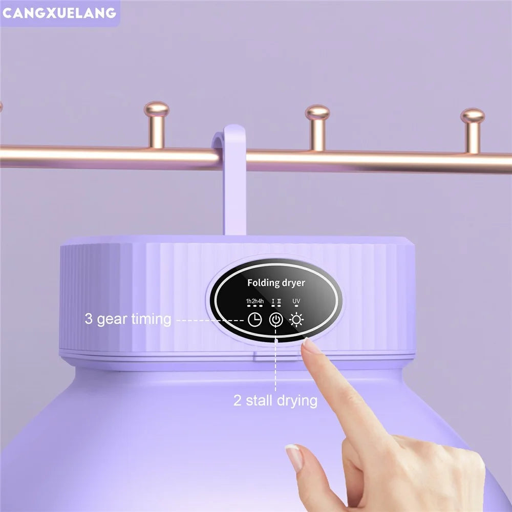 SQ-777 Portable Folding Clothes Dryer 600W PTC Heating UV Sterilization 3 Timer Settings for Home Travel, EU Plug - Purple - 5
