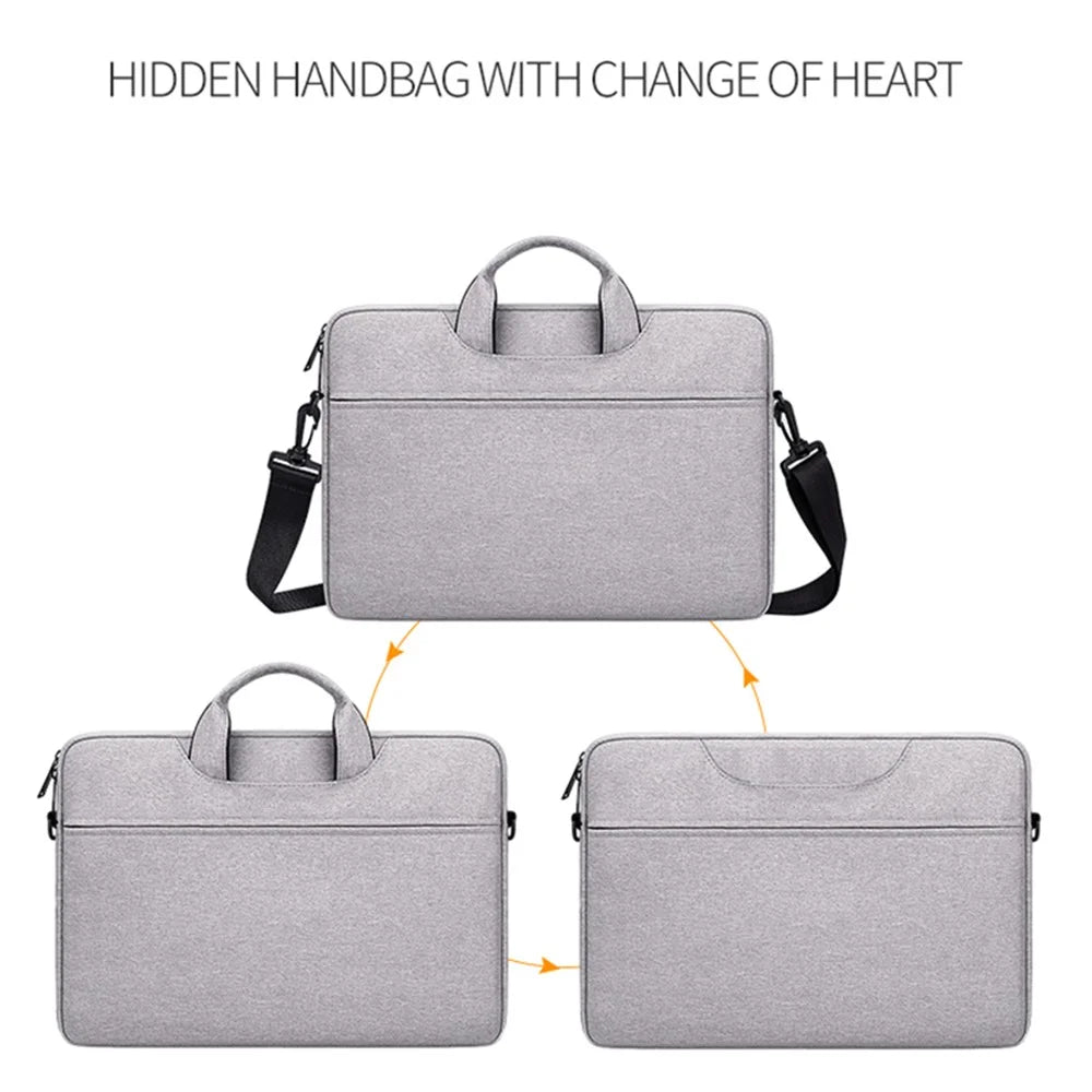 ST01S Notebook Lined Protective Bag Laptop Handbag with Shoulder Strap for 13.3 Inch Laptop - Dark Grey - 2