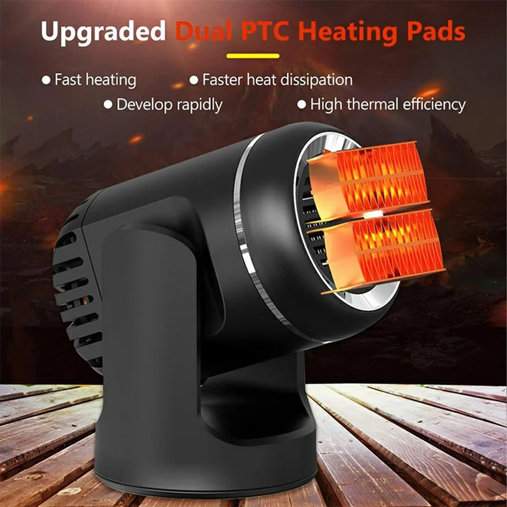 24V Car Heater Windshield Defrosting Defogging 360-Degree Rotating Vehicle Interior Heating Fan - Black - 4
