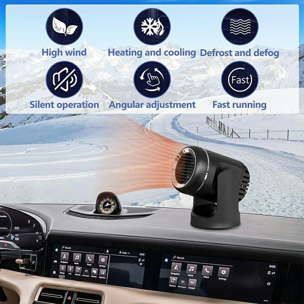24V Car Heater Windshield Defrosting Defogging 360-Degree Rotating Vehicle Interior Heating Fan - Black - 7