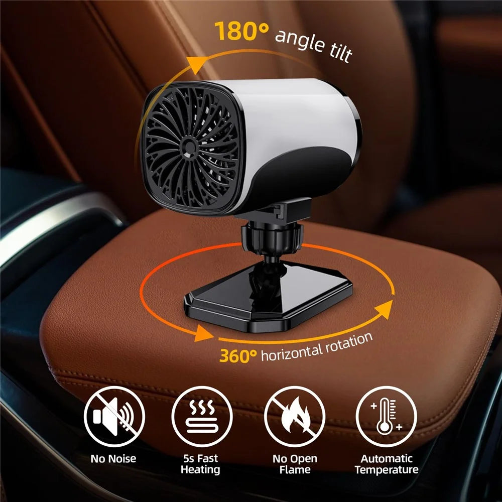 Car Heater 150W Fast Heater Fan Windshield Defroster Demister 2 in 1 Heating Cooling Fan for SUV Trucks - White  /  12V - 2
