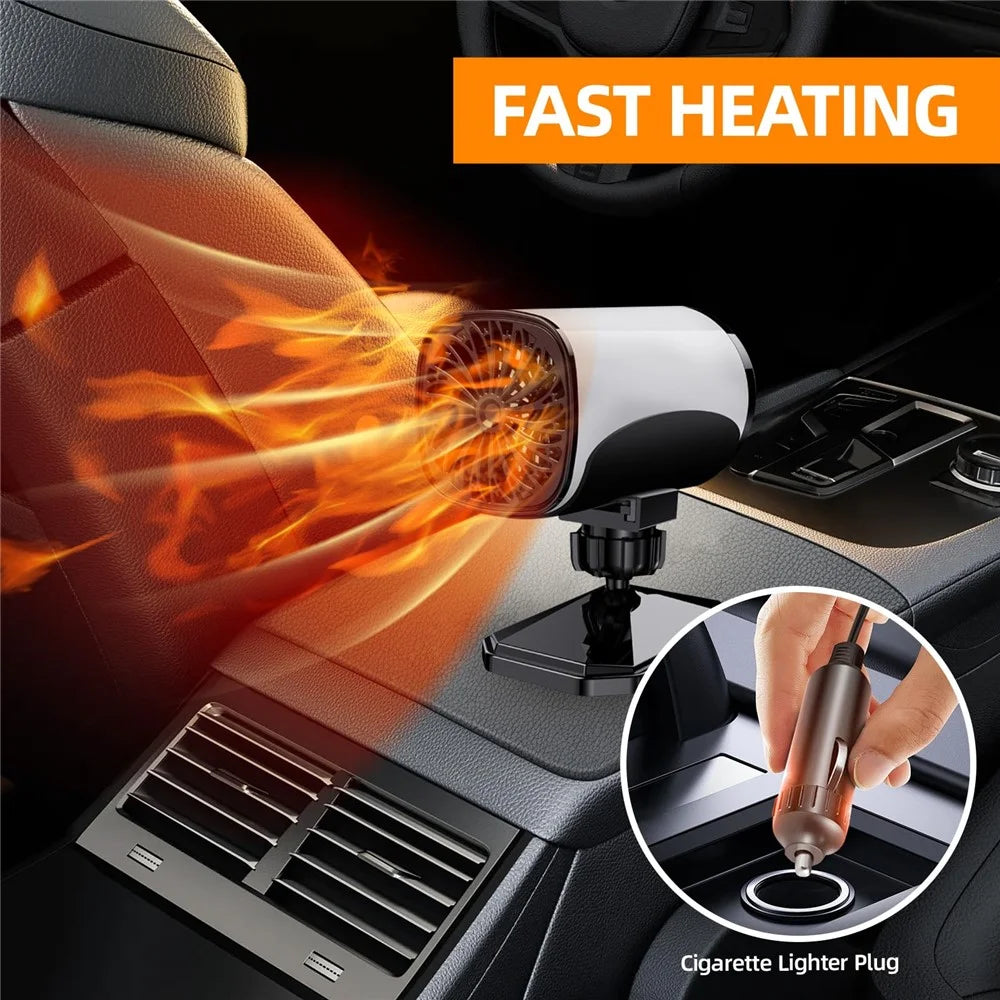 Car Heater 150W Fast Heater Fan Windshield Defroster Demister 2 in 1 Heating Cooling Fan for SUV Trucks - White  /  12V - 3