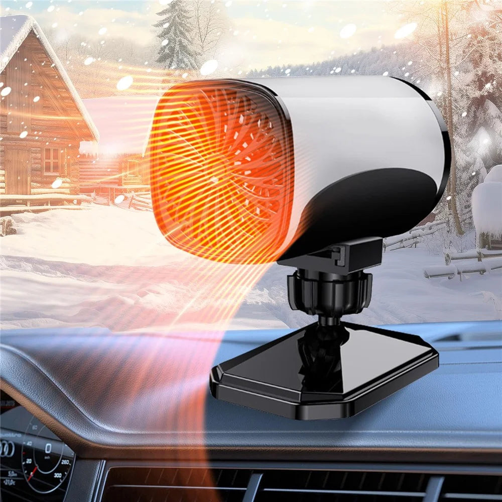 Car Heater 150W Fast Heater Fan Windshield Defroster Demister 2 in 1 Heating Cooling Fan for SUV Trucks - White  /  12V - 4